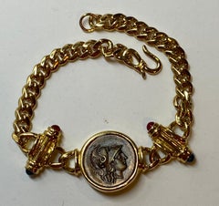 Elegant Gilded Gold Hardware "Portrait" with Multi-Stone Chain Bracelet