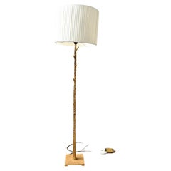 Elegant Gilded Hammered Metal Floor Lamp, France