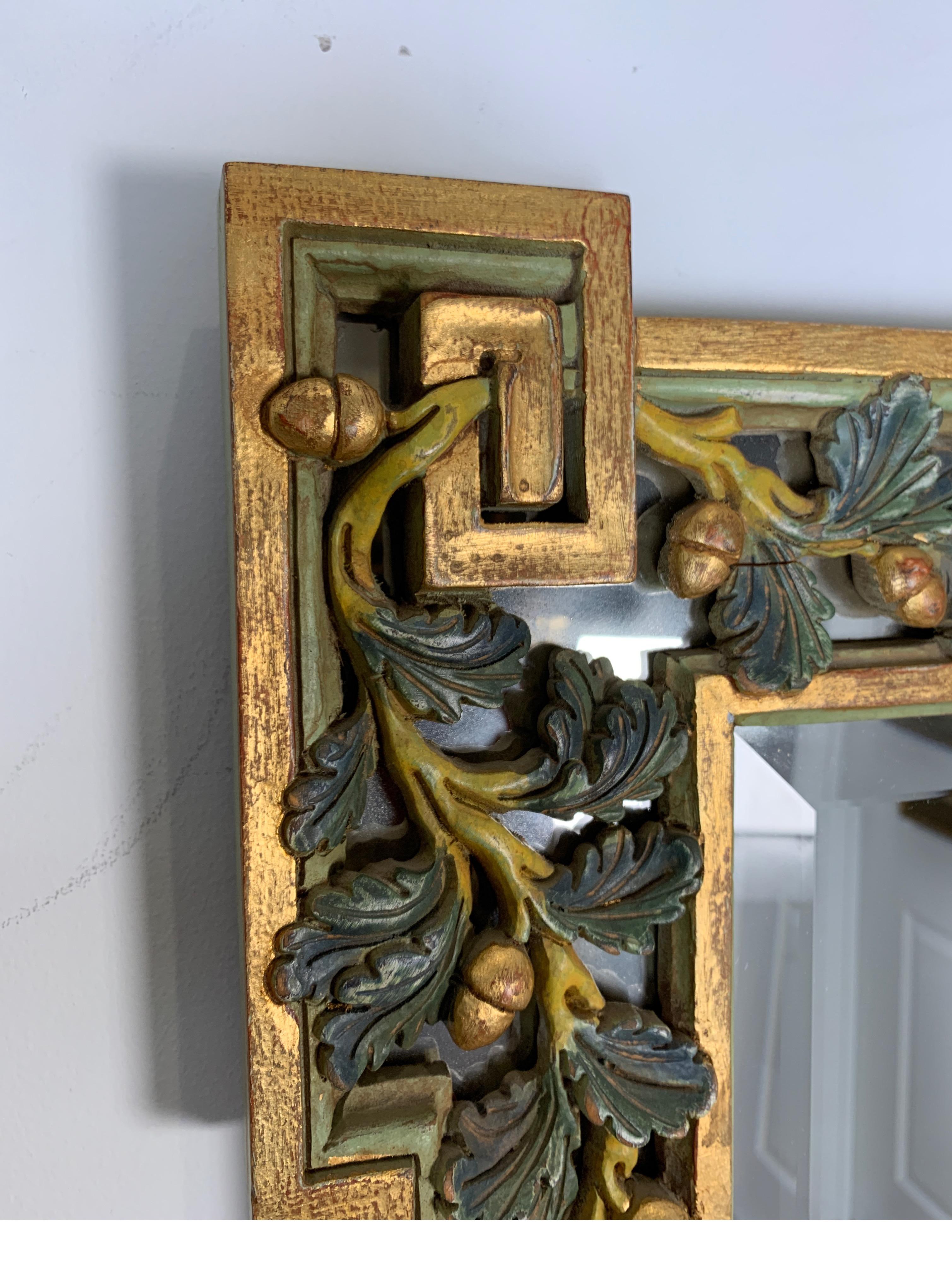 Italian Elegant Gilt Acorn and Leaf Motif Mirror