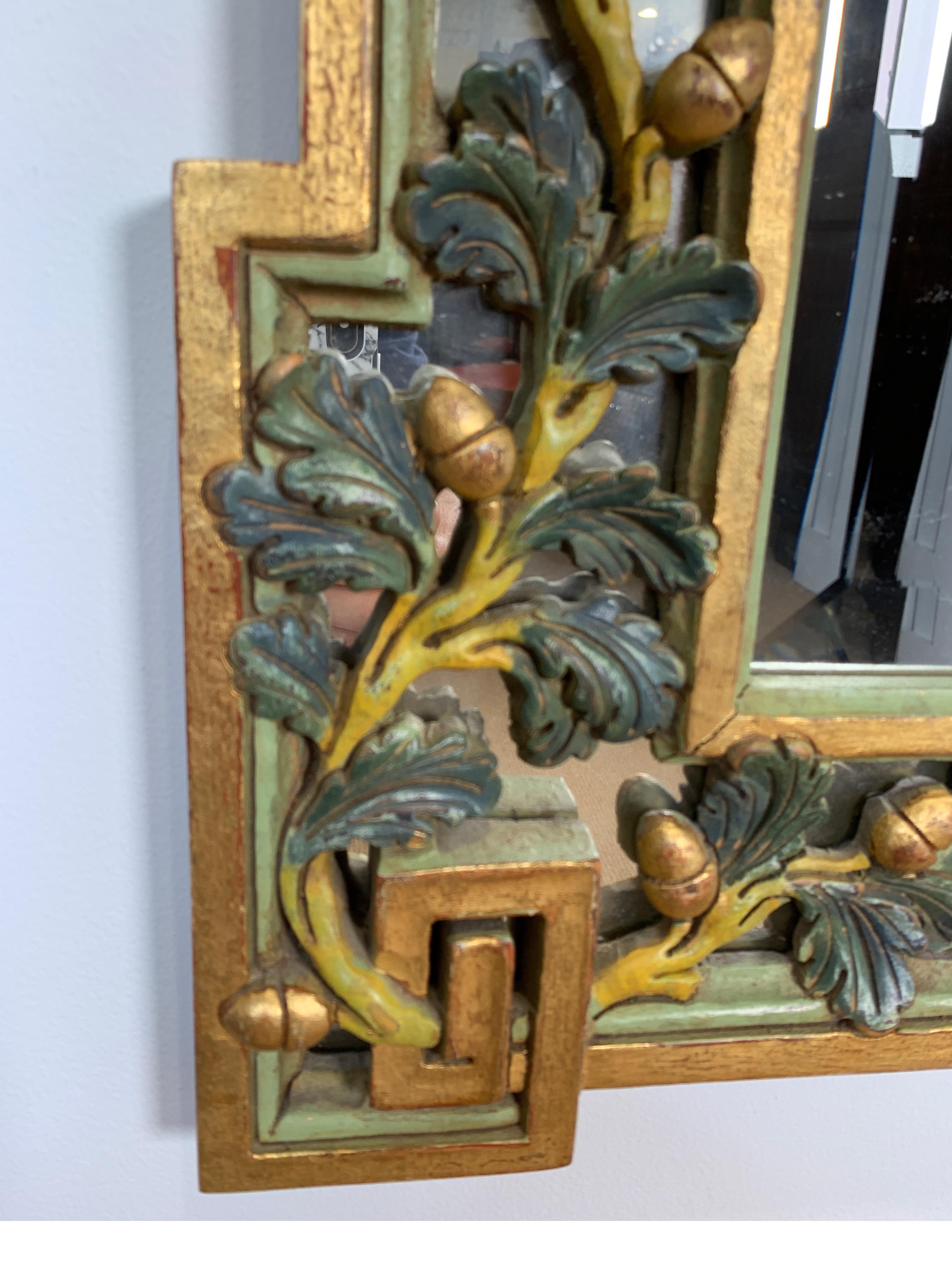 20th Century Elegant Gilt Acorn and Leaf Motif Mirror
