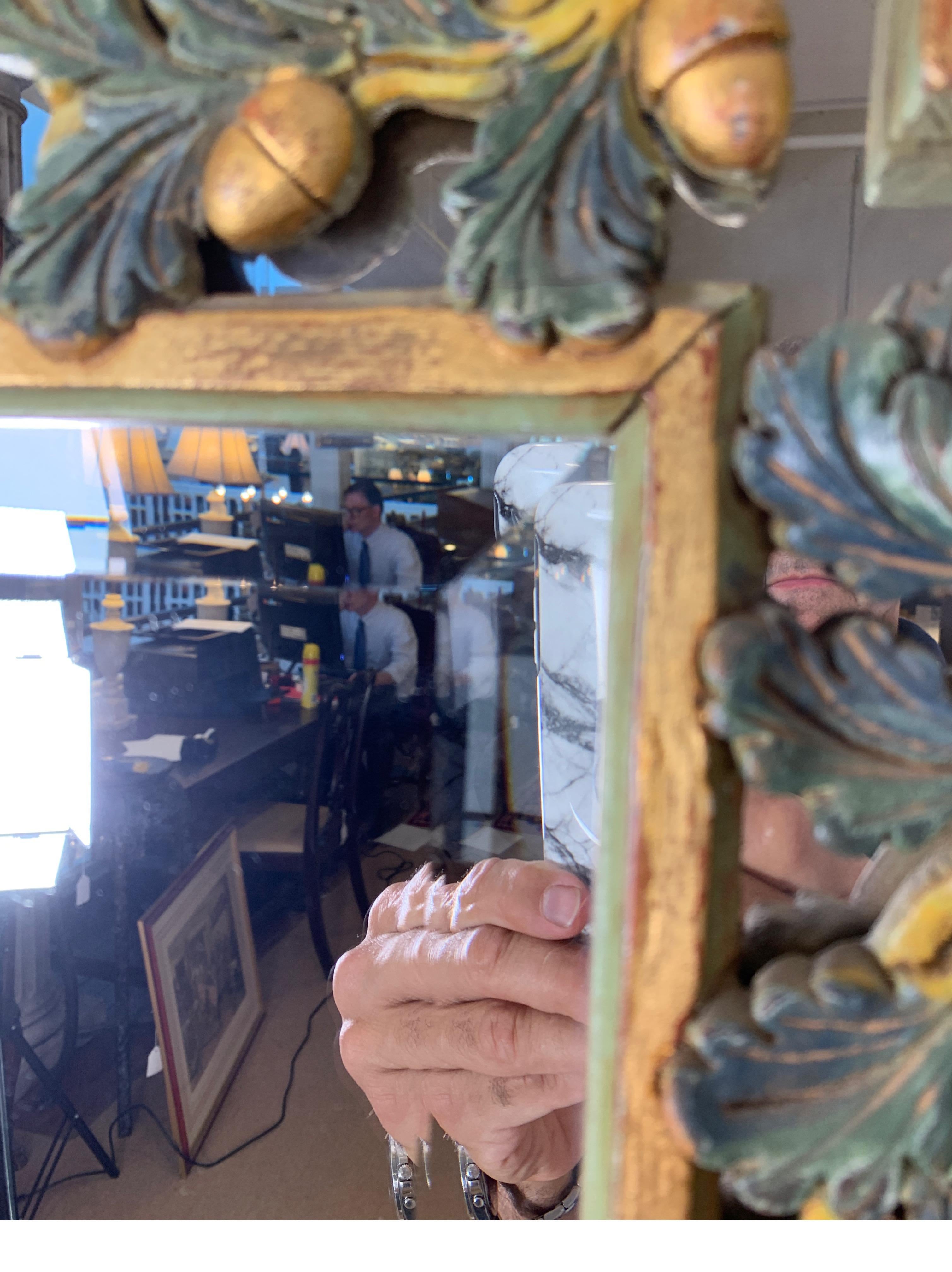 Giltwood Elegant Gilt Acorn and Leaf Motif Mirror