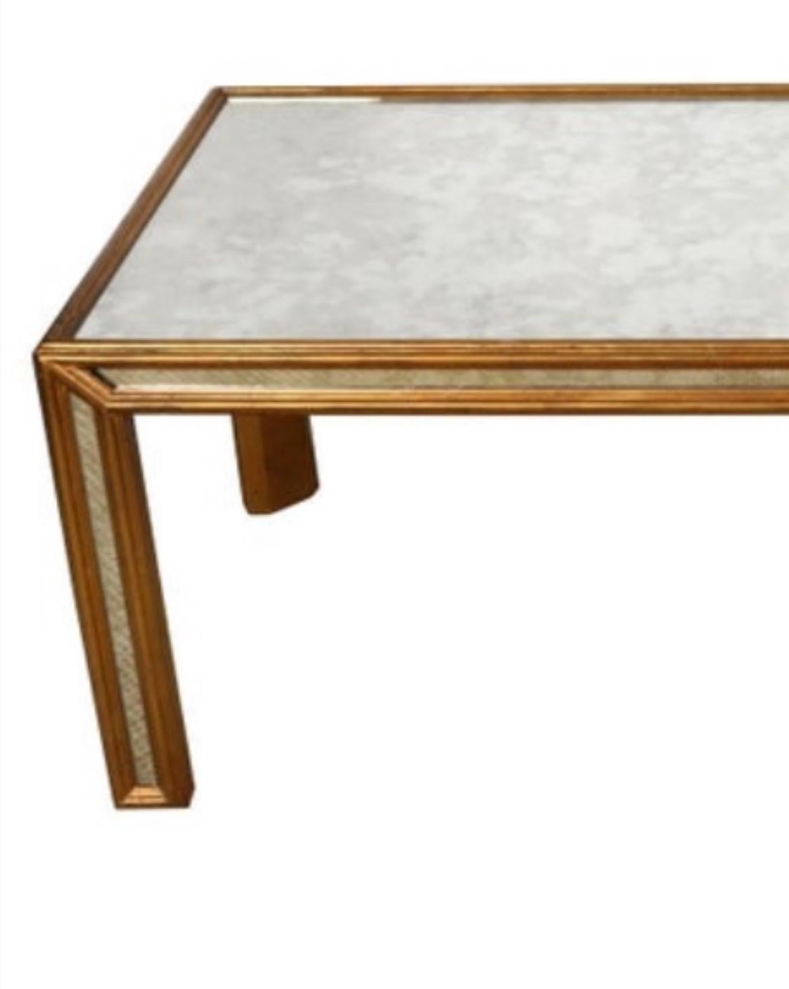 Elegant Gilt and Mirrored Glass Coffee Table by Bernhardt In Good Condition For Sale In Brooklyn, NY