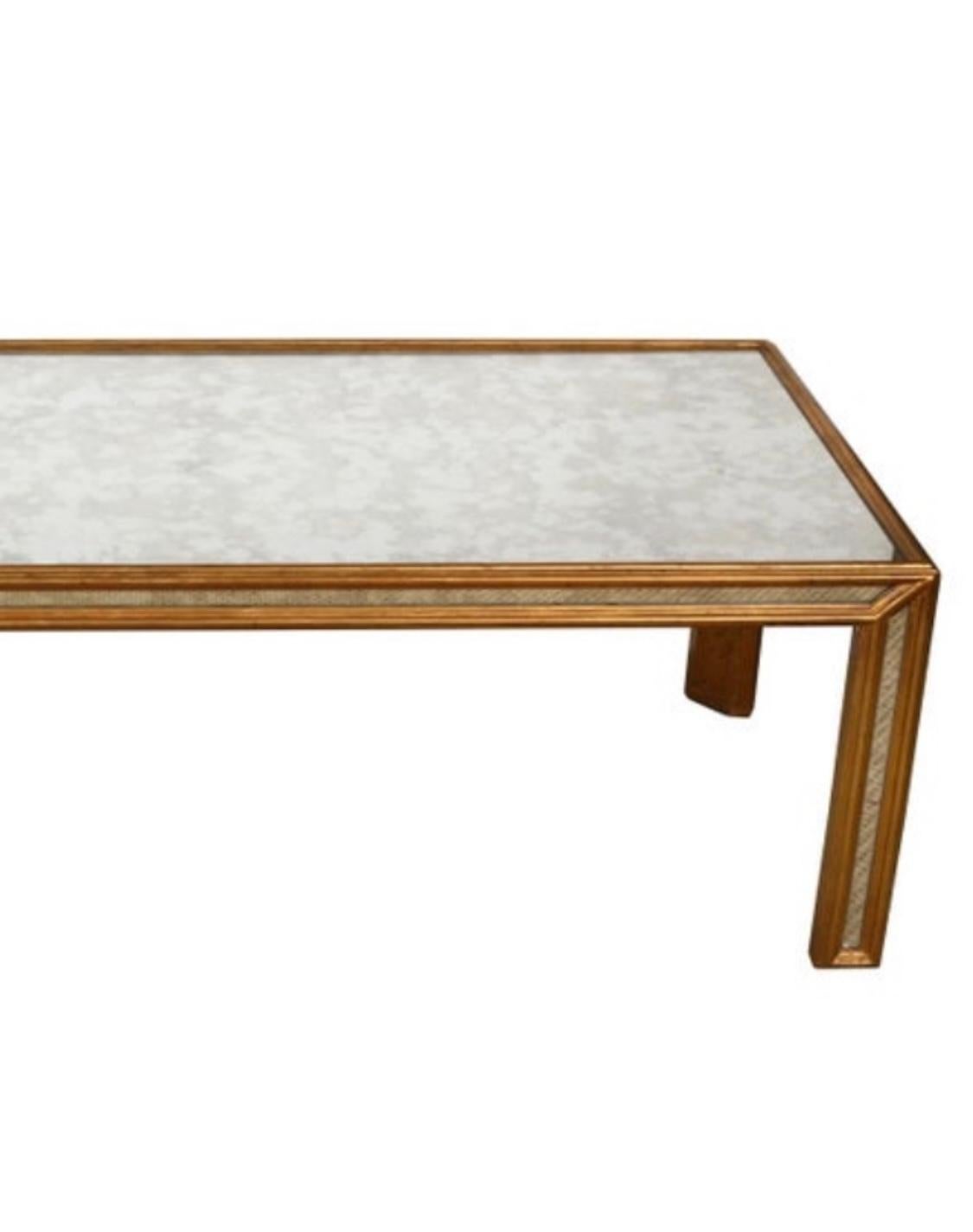 Elegant Gilt and Mirrored Glass Coffee Table by Bernhardt In Good Condition For Sale In Brooklyn, NY