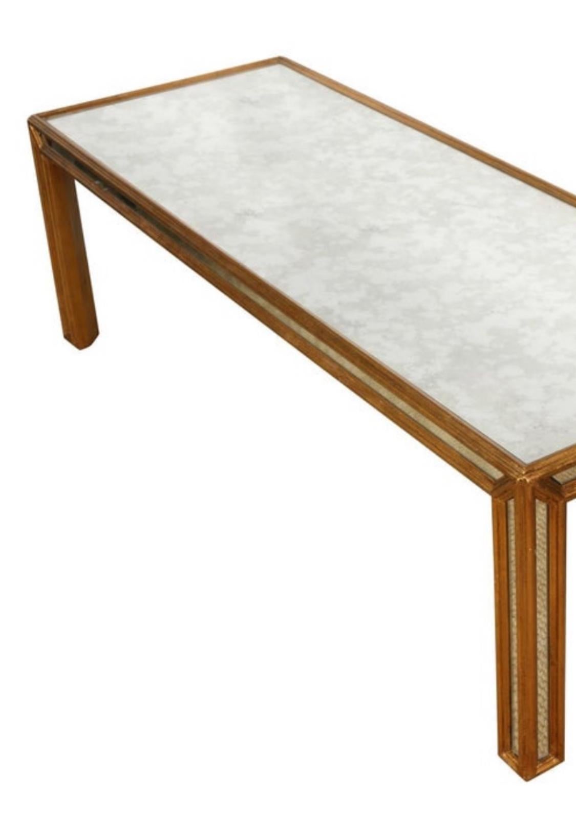 Contemporary Elegant Gilt and Mirrored Glass Coffee Table by Bernhardt
