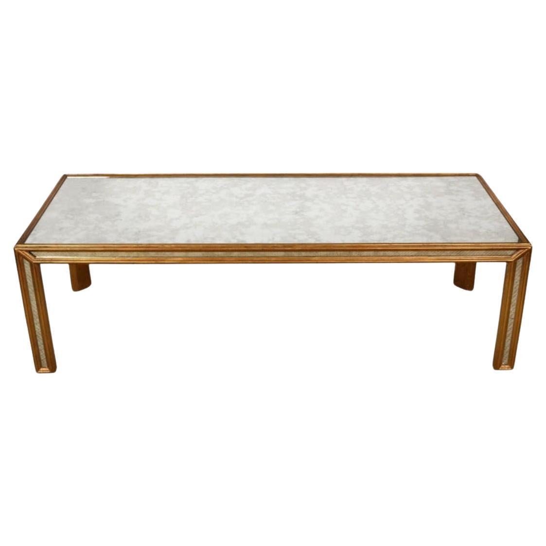 Elegant Gilt and Mirrored Glass Coffee Table by Bernhardt For Sale