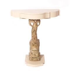 Elegant Gilt and White Lacquered Dolphin Console Table, circa 1930s