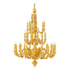 Elegant Gilt Brass Chandelier