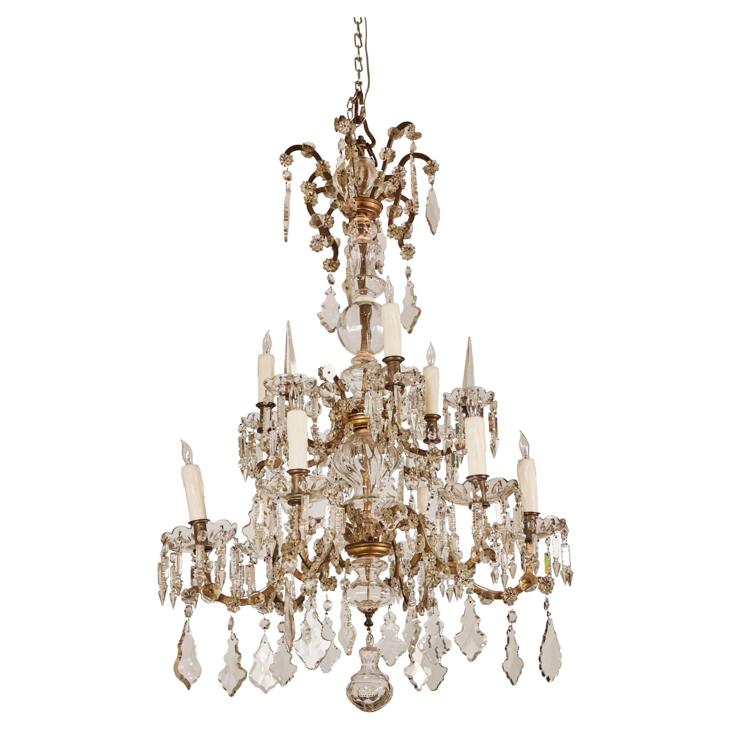 Crystal Chandelier with 12 Lights  For Sale