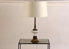 Elegant Gilt Bronze and Opaline Tassel Lamp in the Style of Tony Duquette