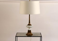 Elegant Gilt Bronze and Opaline Tassel Lamp in the Style of Tony Duquette