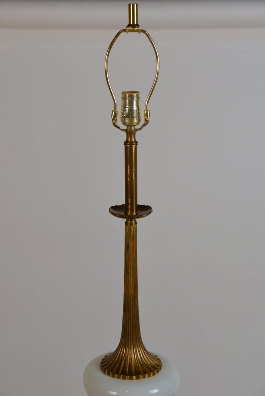 Elegant Gilt Bronze and Opaline Tassel Lamp in the Style of Tony Duquette For Sale 2