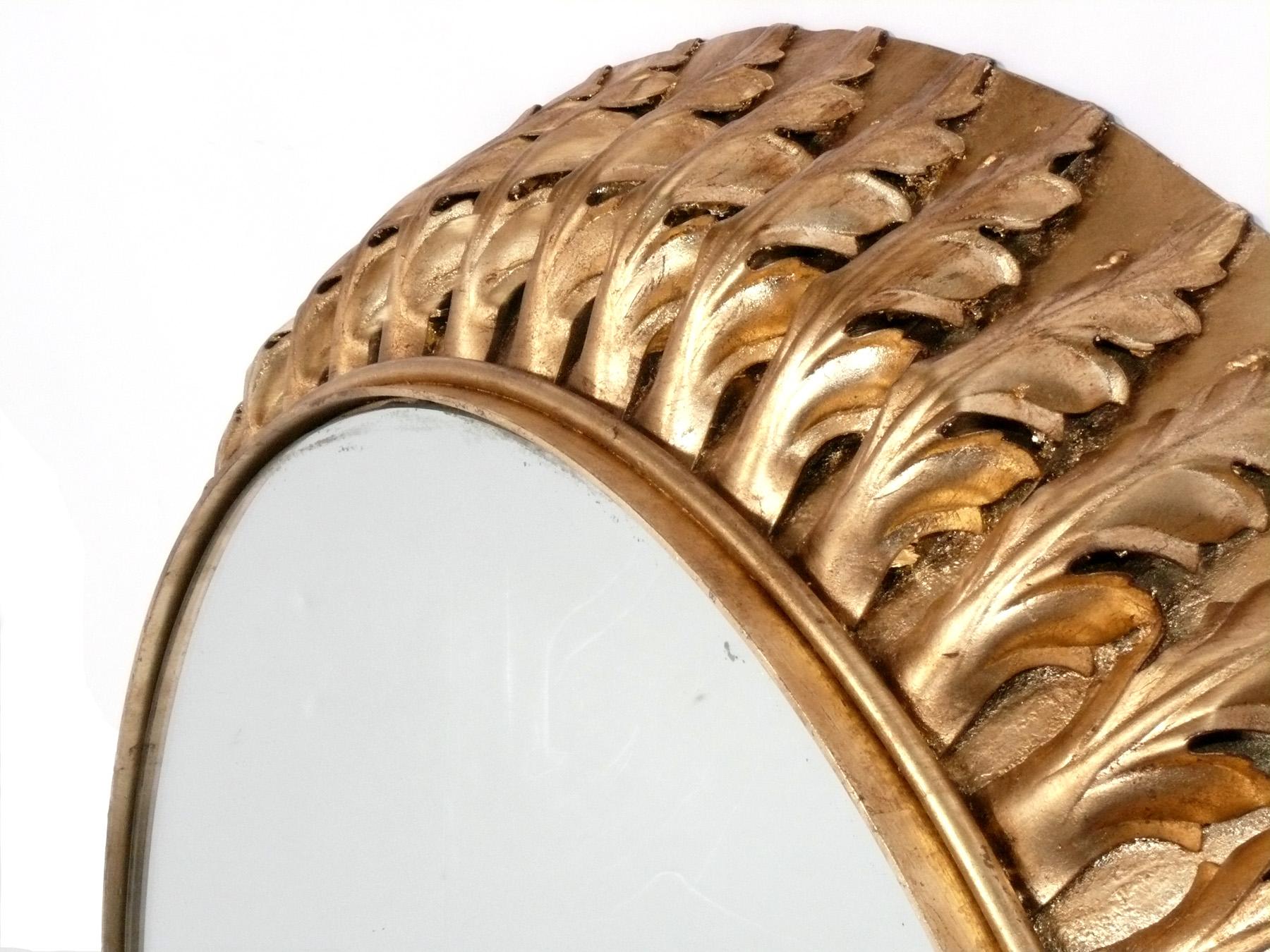 Américain Elegant miroir circulaire à feuillage doré de 39,75