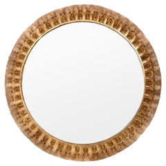 Elegant Gilt Foliate Circular Mirror 39.75" Diameter circa 1950s