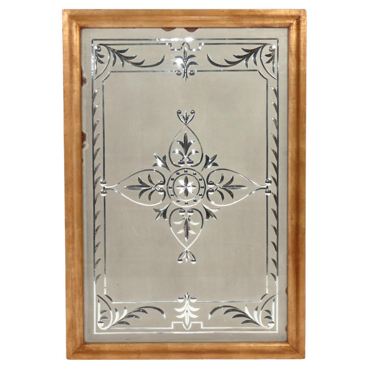 Elegant Gilt Framed Etched Mirror 46"H x 31.75"W