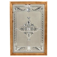 Elegant Gilt Framed Etched Mirror 46"H x 31.75"W