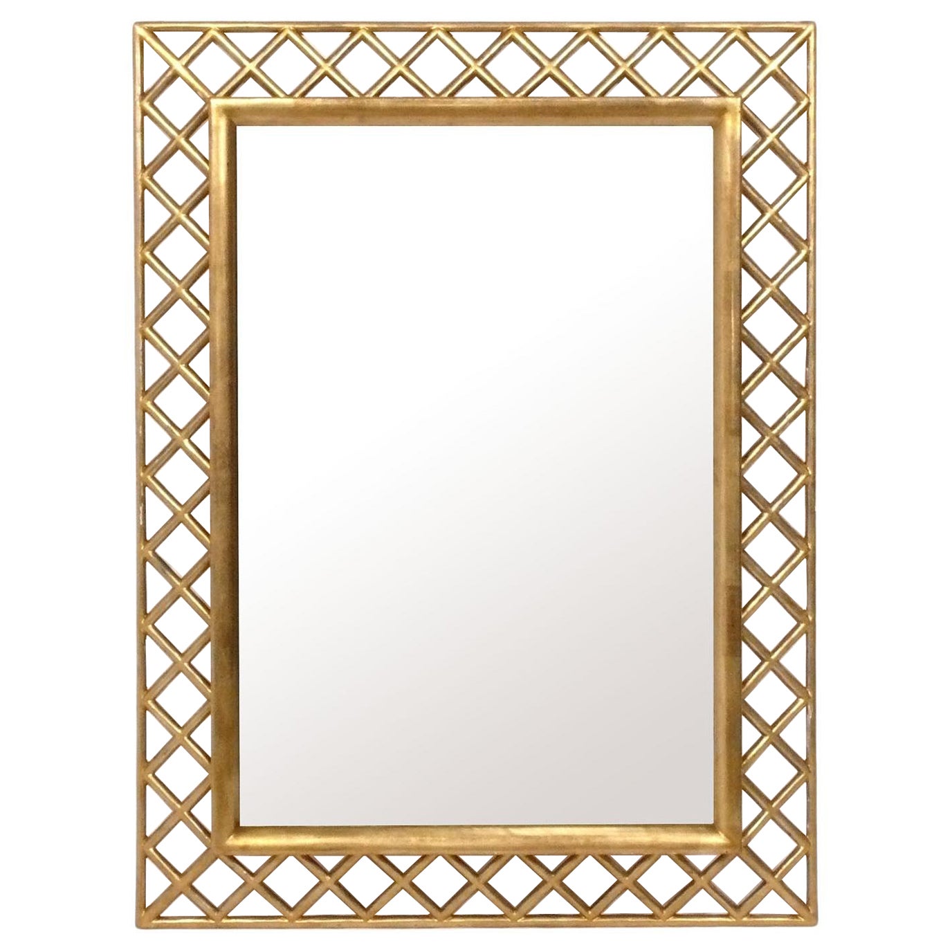 Elegant Gilt Lattice Mirror 39"H x 29.25"W For Sale