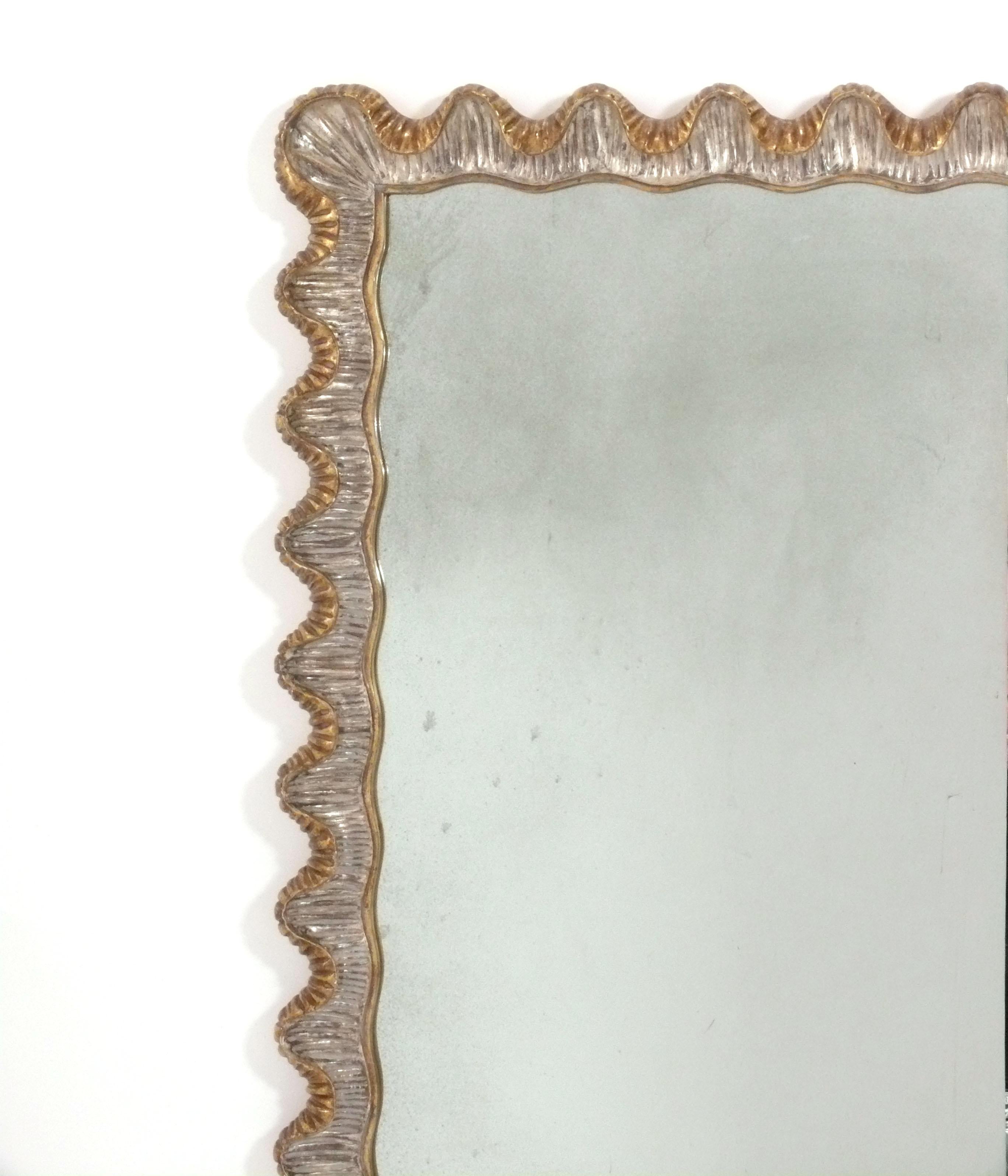 Hollywood Regency Elegant Gilt Scalloped Mirror 60