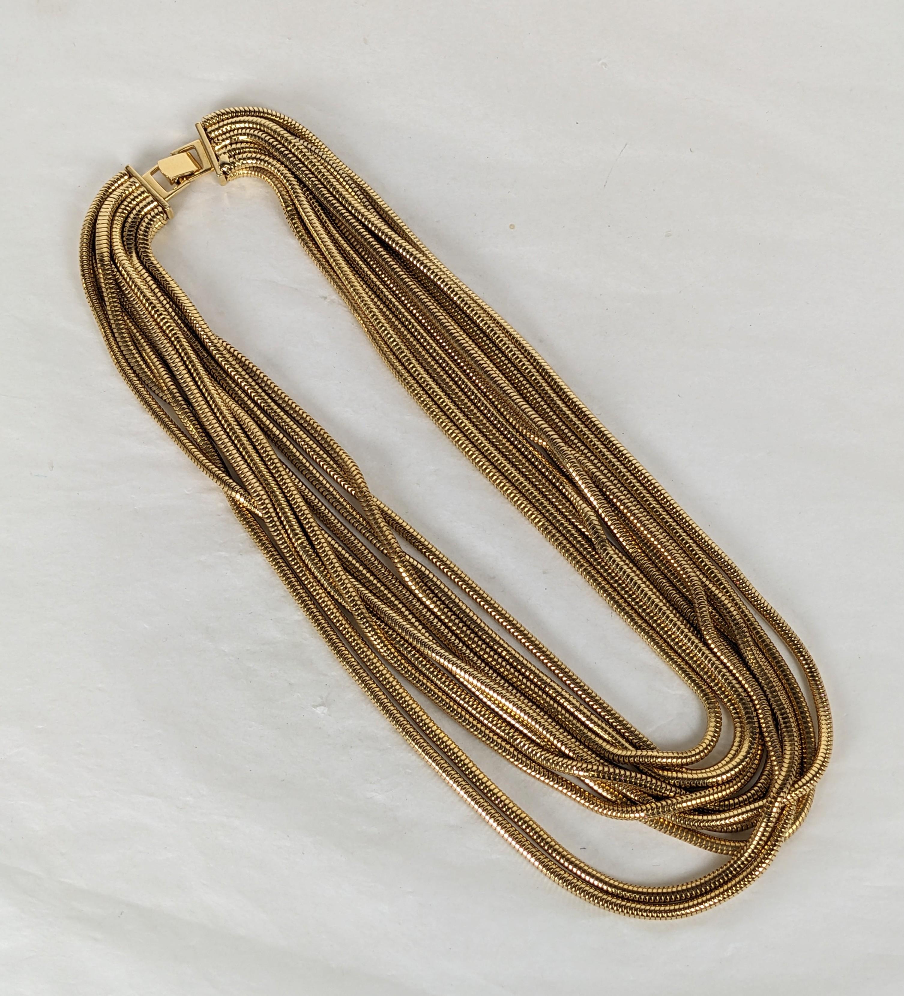Artisan Elegant Gilt Snake Chain Draped Necklace For Sale