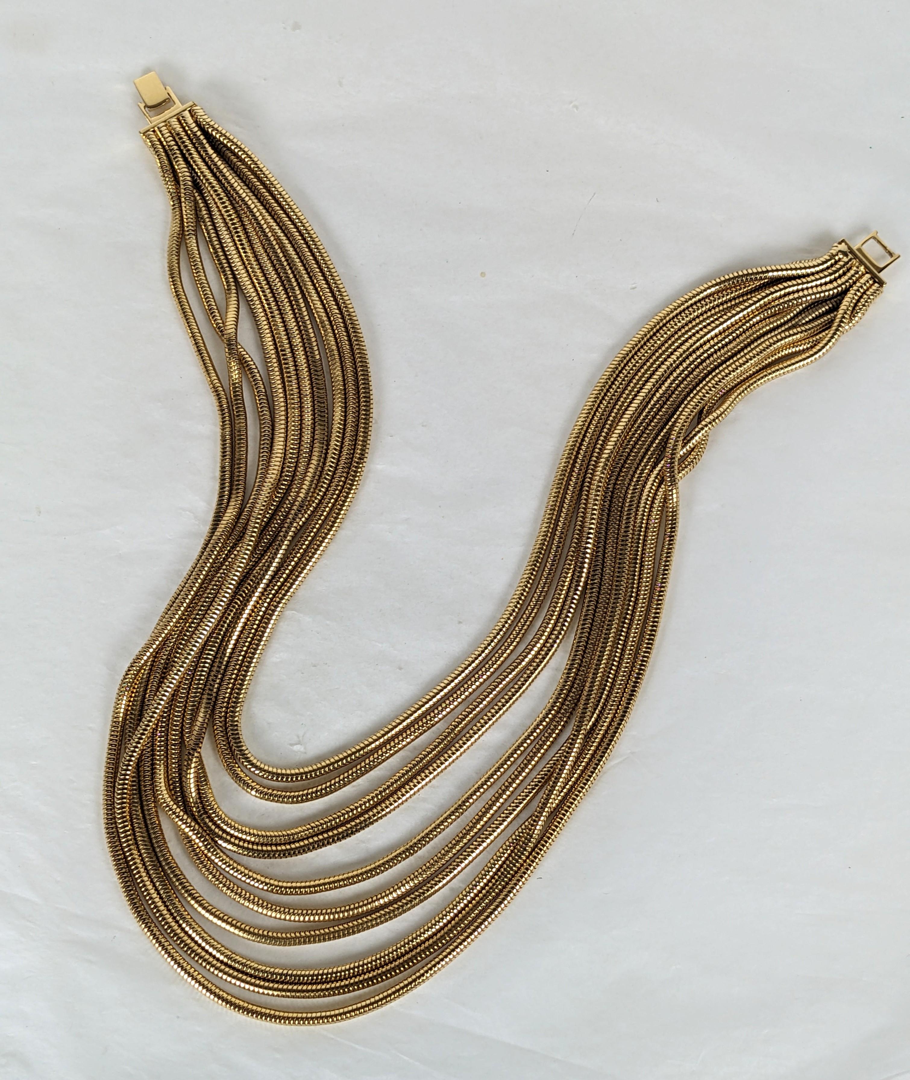 Elegant Gilt Snake Chain Draped Necklace In Good Condition For Sale In New York, NY
