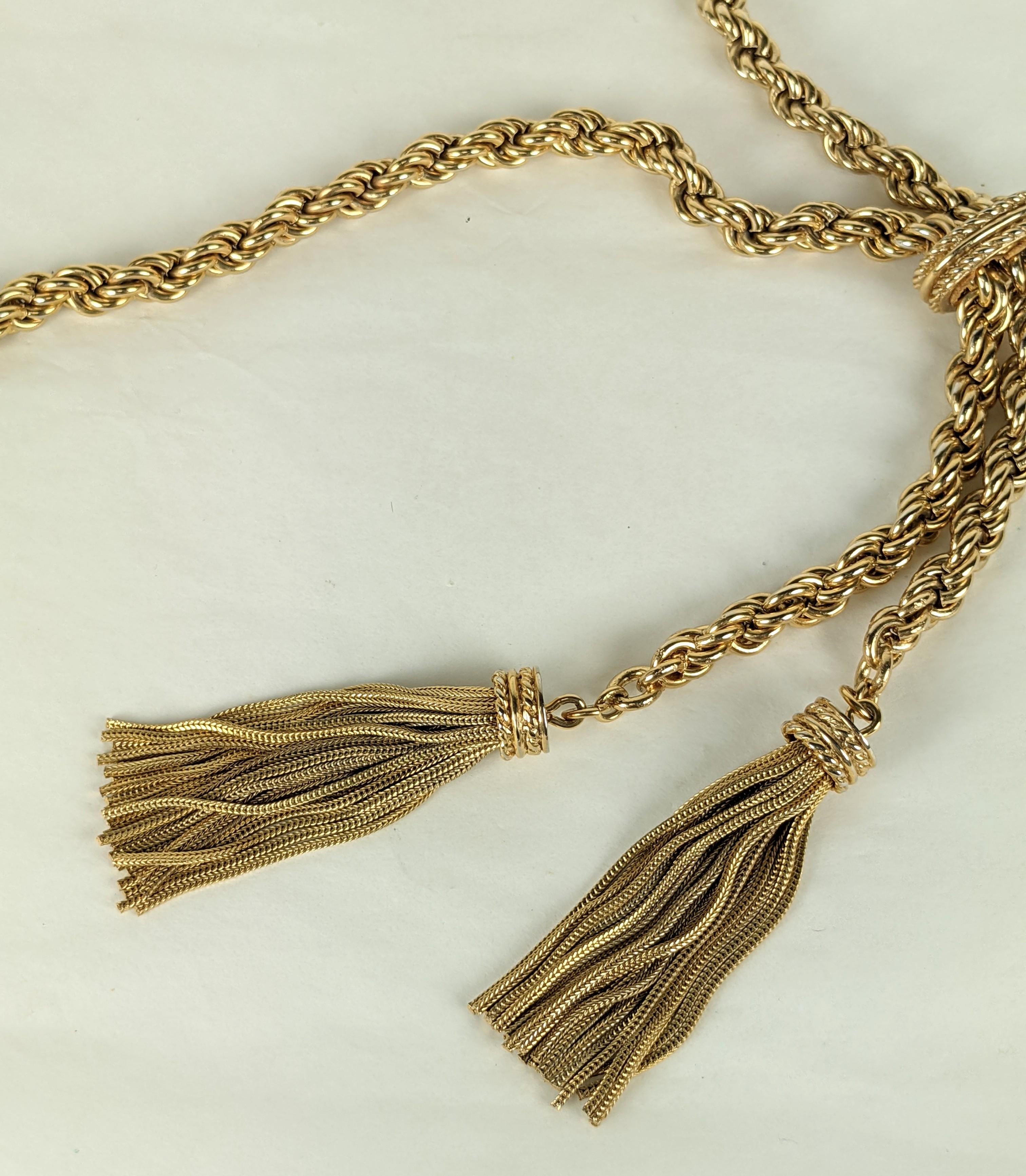 Women's or Men's Elegant Gilt Tassel Slide Necklace