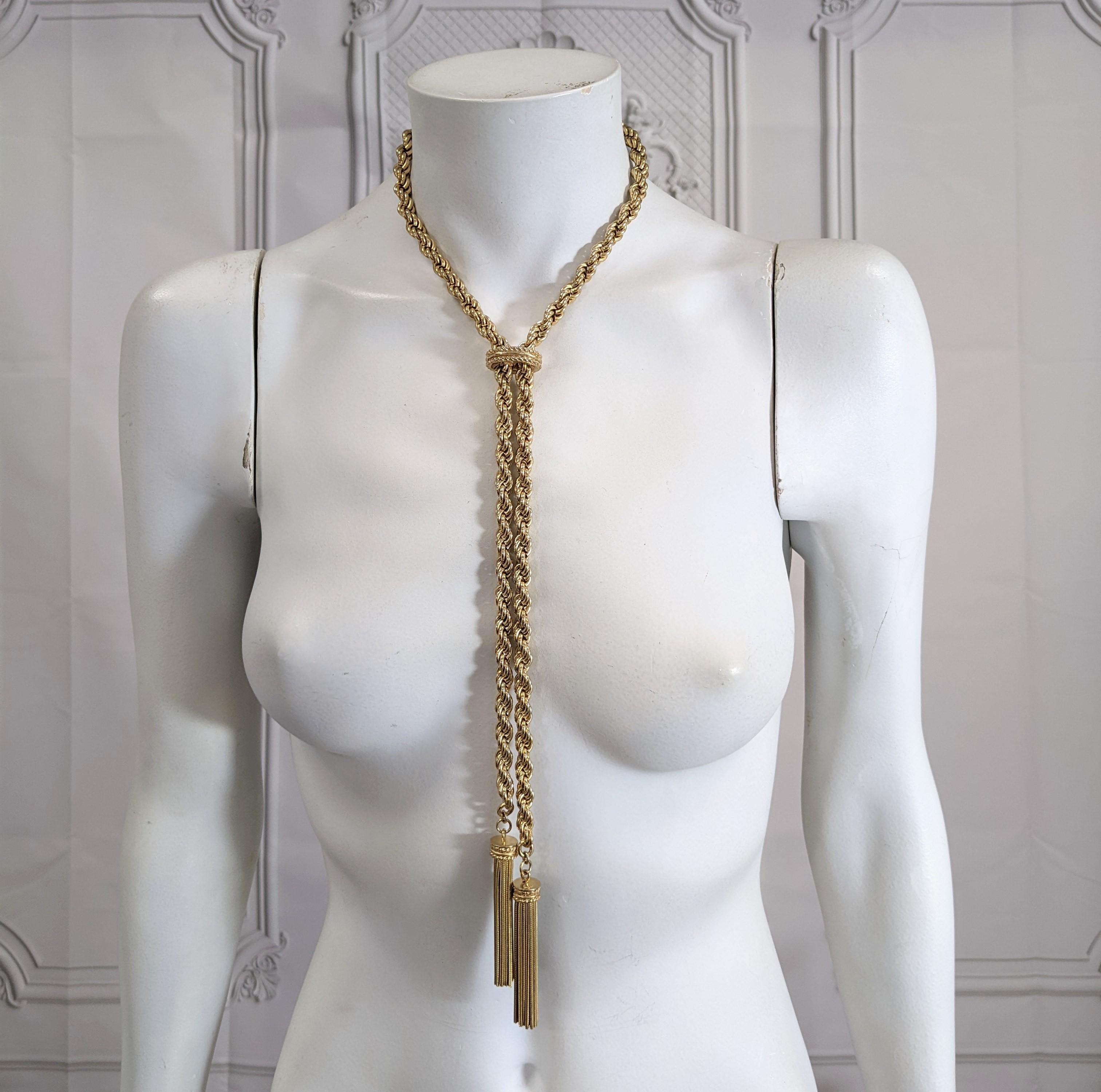 Elegant Gilt Tassel Slide Necklace 1