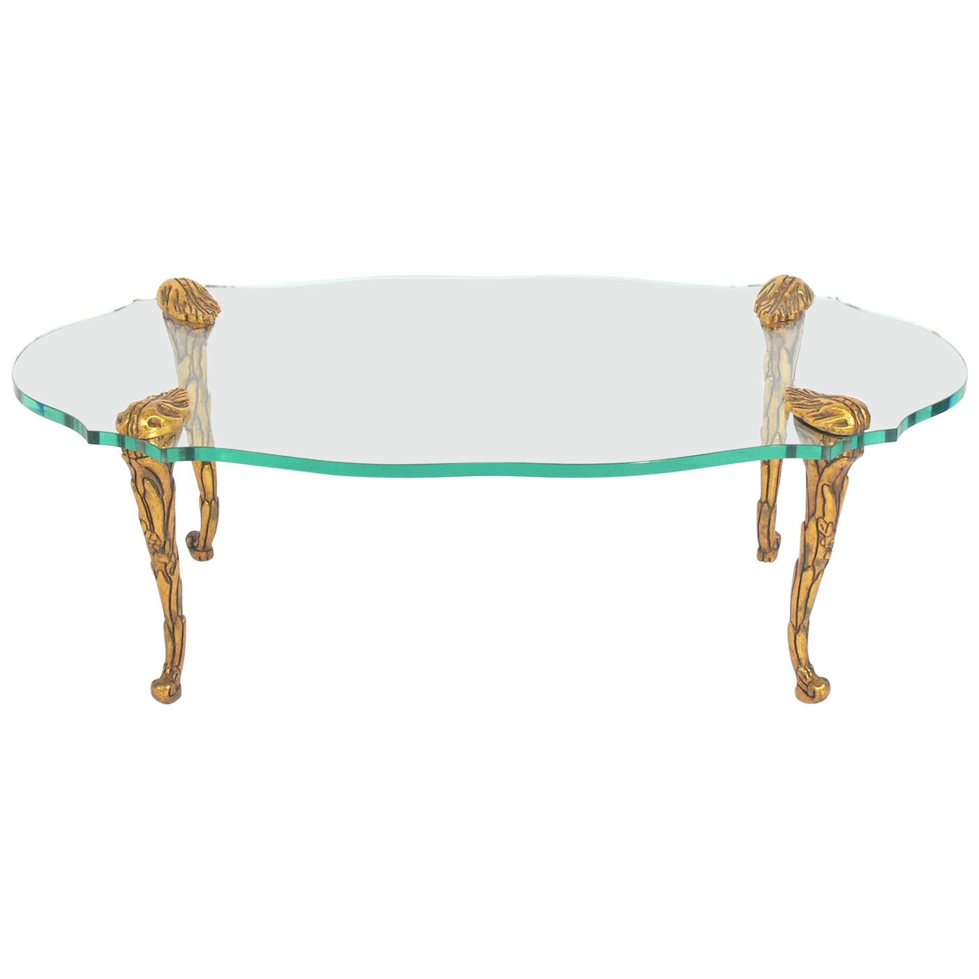 Elegante tavolino in legno d'orato e vetro