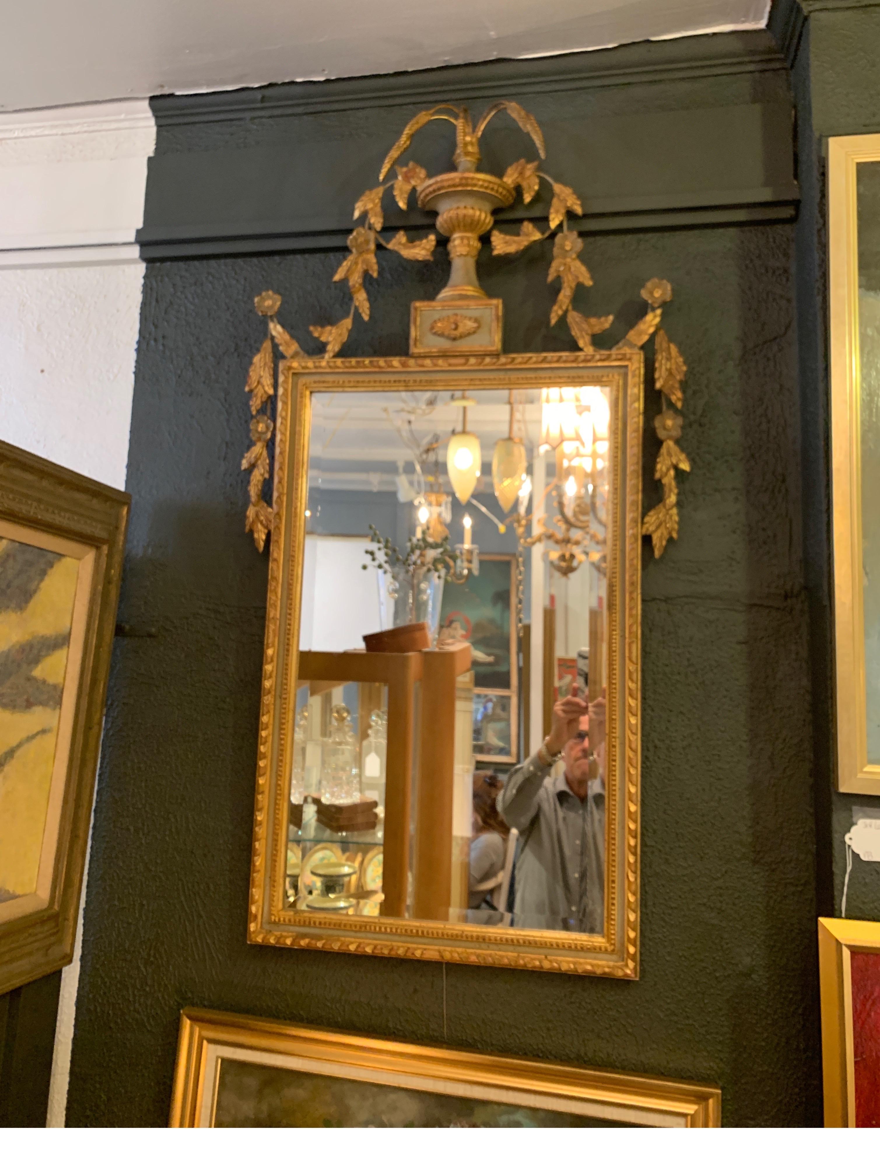 Italian Elegant Giltwood Beveled Wall Mirror Louis XV Style