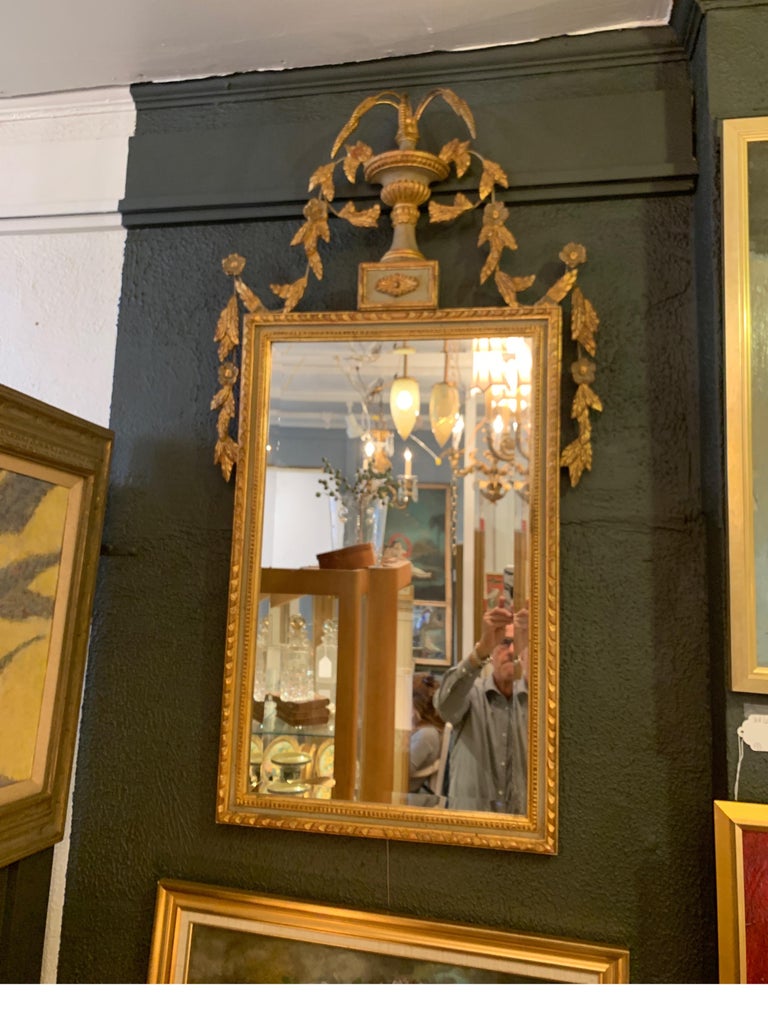 Italian Elegant Giltwood Beveled Wall Mirror Louis XV Style For Sale