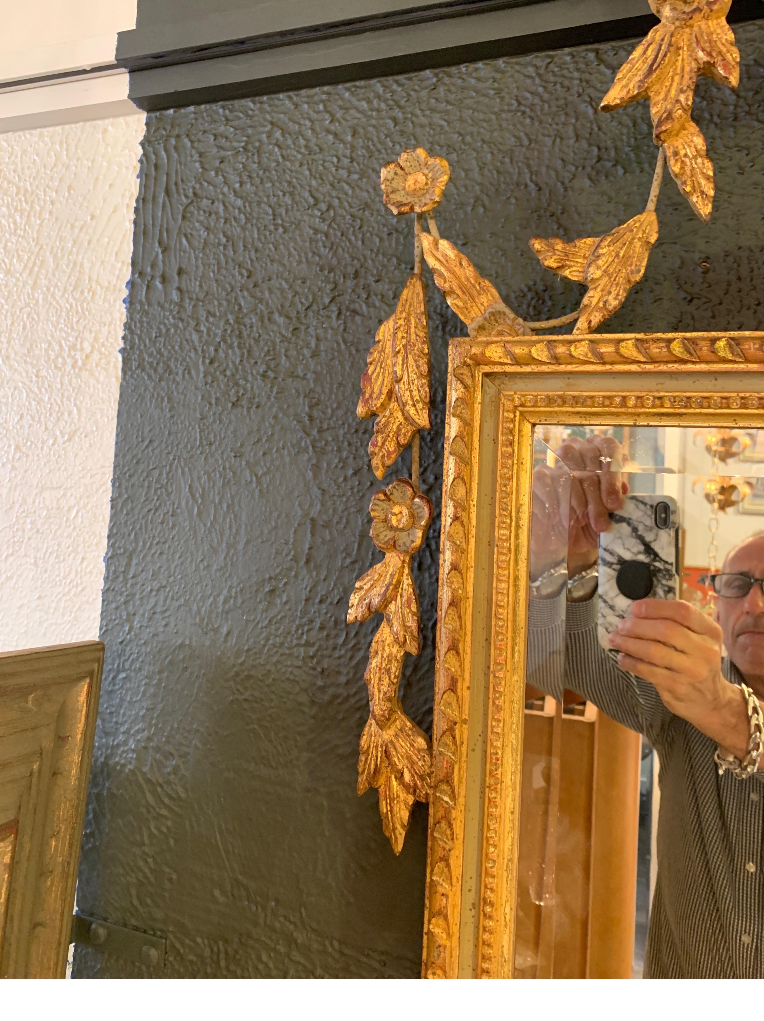 Elegant Giltwood Beveled Wall Mirror Louis XV Style 4