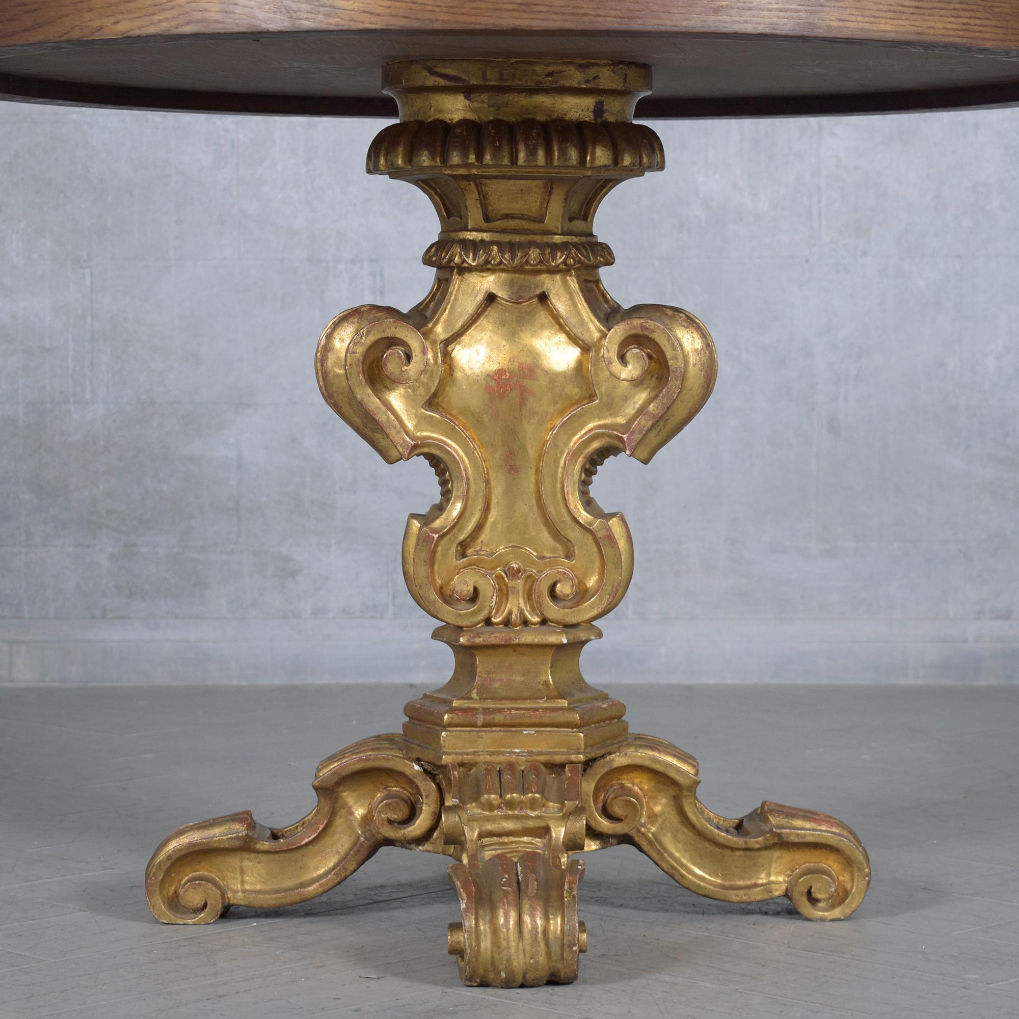 Paint Gilt Wood Round Center Table with Butterfly Inlay: Timeless Artistry For Sale