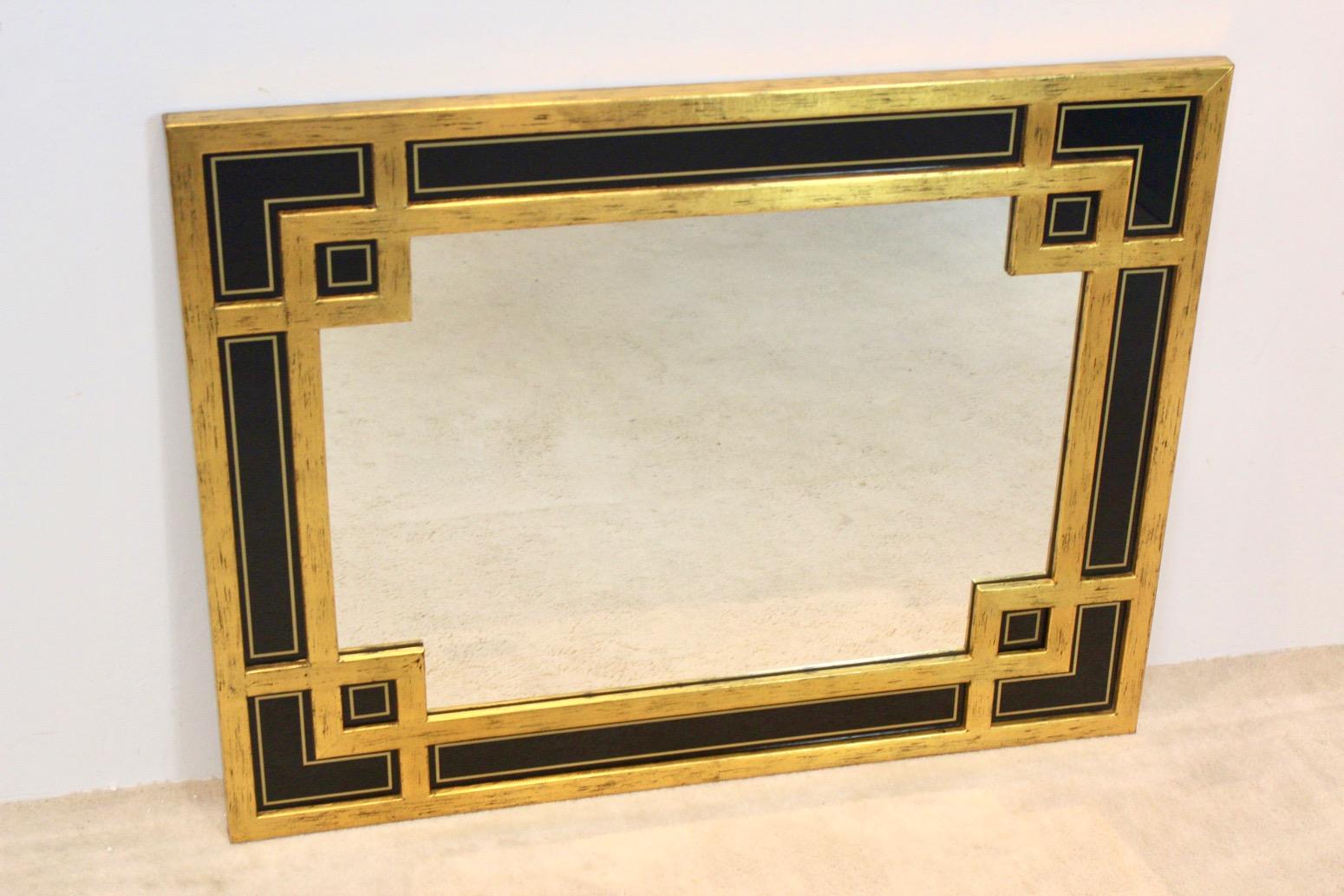 Elegance du miroir en bois doré et verre noir de Deknudt Belgique en vente 2