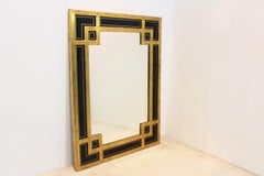 Elegance du miroir en bois doré et verre noir de Deknudt Belgique