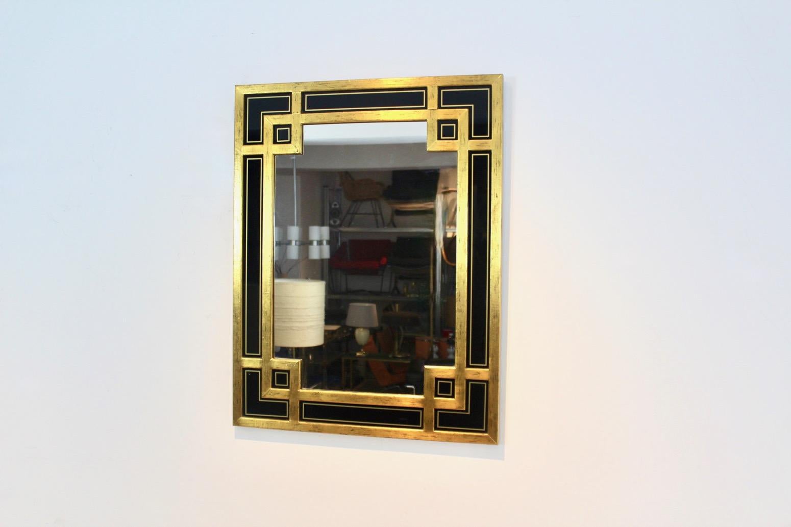 Eleganter Spiegel aus Giltwood und schwarzem Glas von Deknudt Belgien im Zustand „Gut“ im Angebot in Voorburg, NL