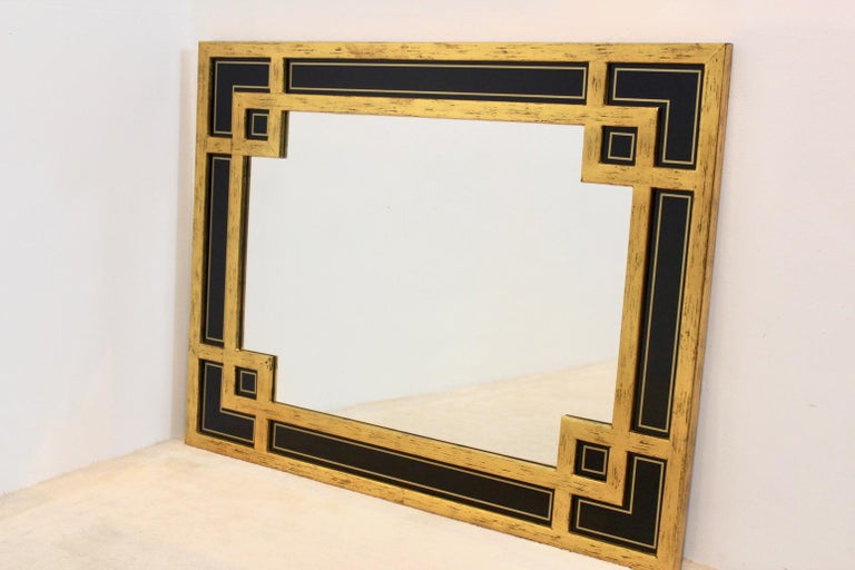 Elegance du miroir en bois doré et verre noir de Deknudt Belgique En vente  sur 1stDibs | miroir graphique