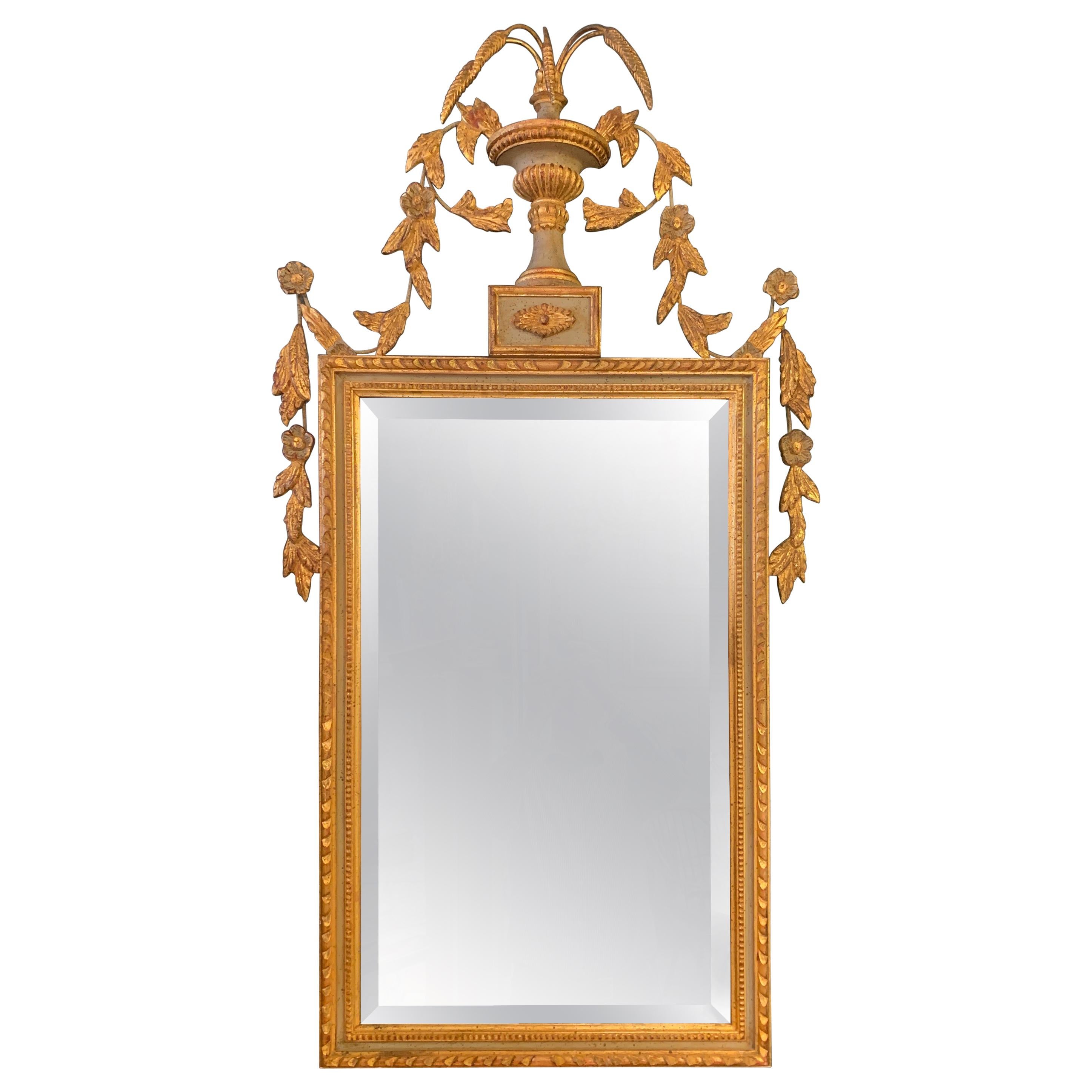 Elegant Giltwood Beveled Wall Mirror Louis XV Style
