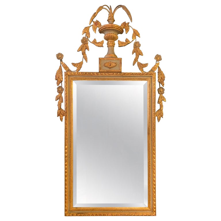 Elegant Giltwood Beveled Wall Mirror Louis XV Style For Sale