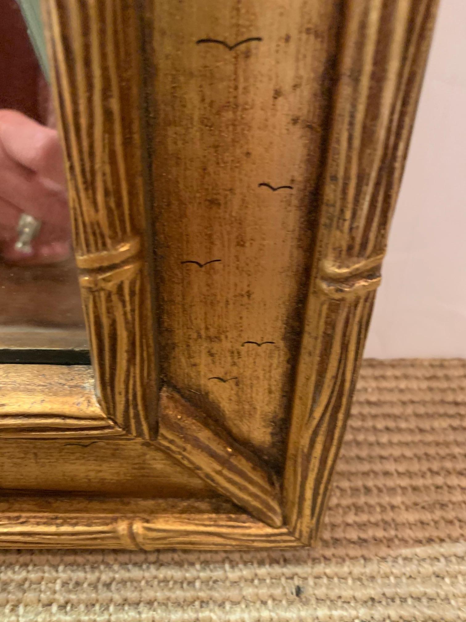 Mid-20th Century Elegant Giltwood Chinoserie Style Faux Bamboo Mirror