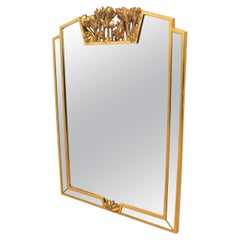 Vintage Elegant Giltwood Flowered Mirror by Deknudt, Belgium