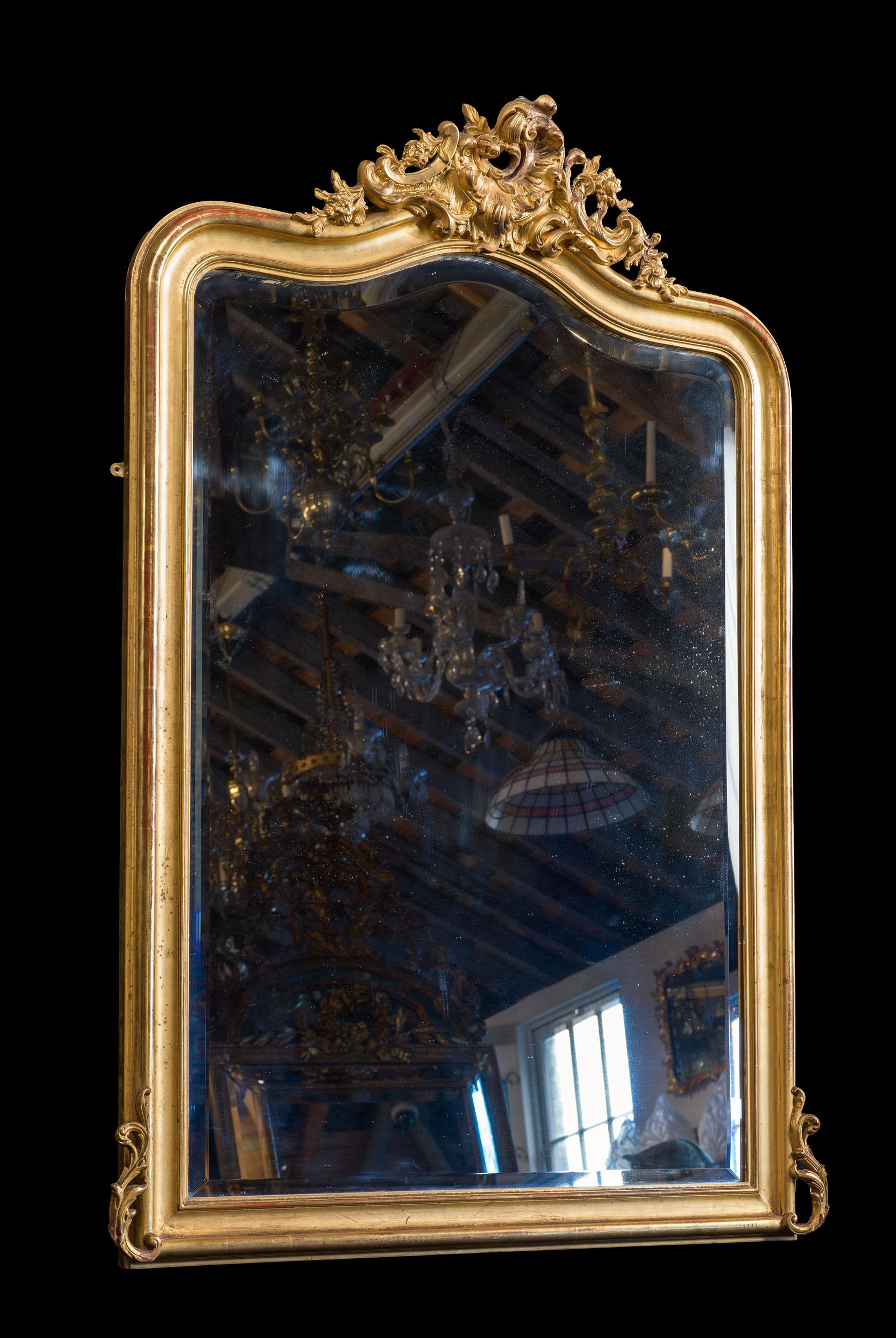 Elegant Giltwood Overmantel Mirror from France In Good Condition For Sale In London, GB
