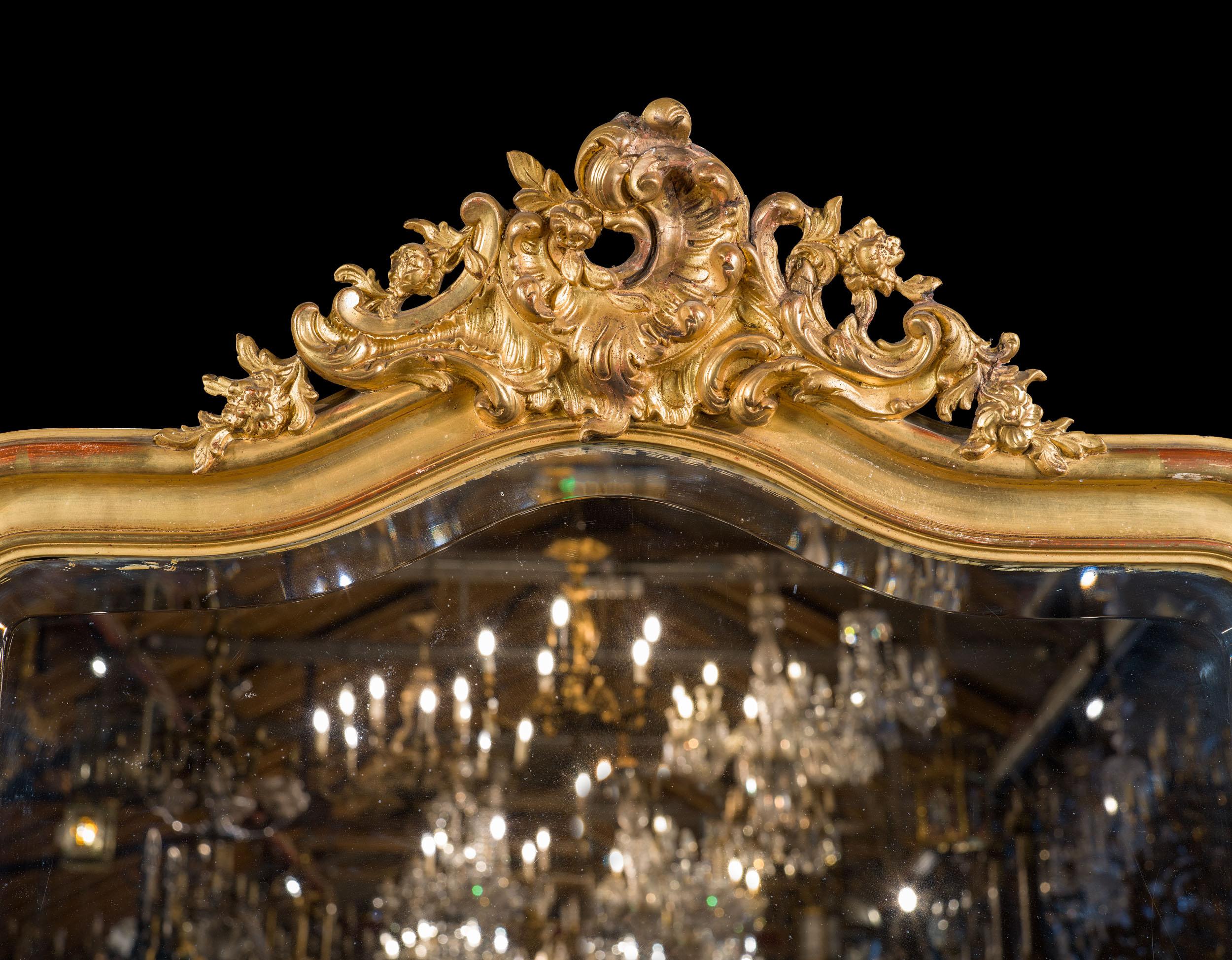 19th Century Elegant Giltwood Overmantel Mirror from France For Sale