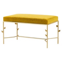 Elegant Glam Velvet Bench with Decorative Brass Structure By José Castro