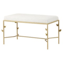 Elegante Banco Glam de Terciopelo con Estructura Decorativa de Latón