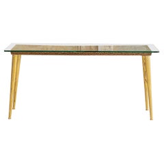 Couchtisch aus Glas und goldenem Messing
