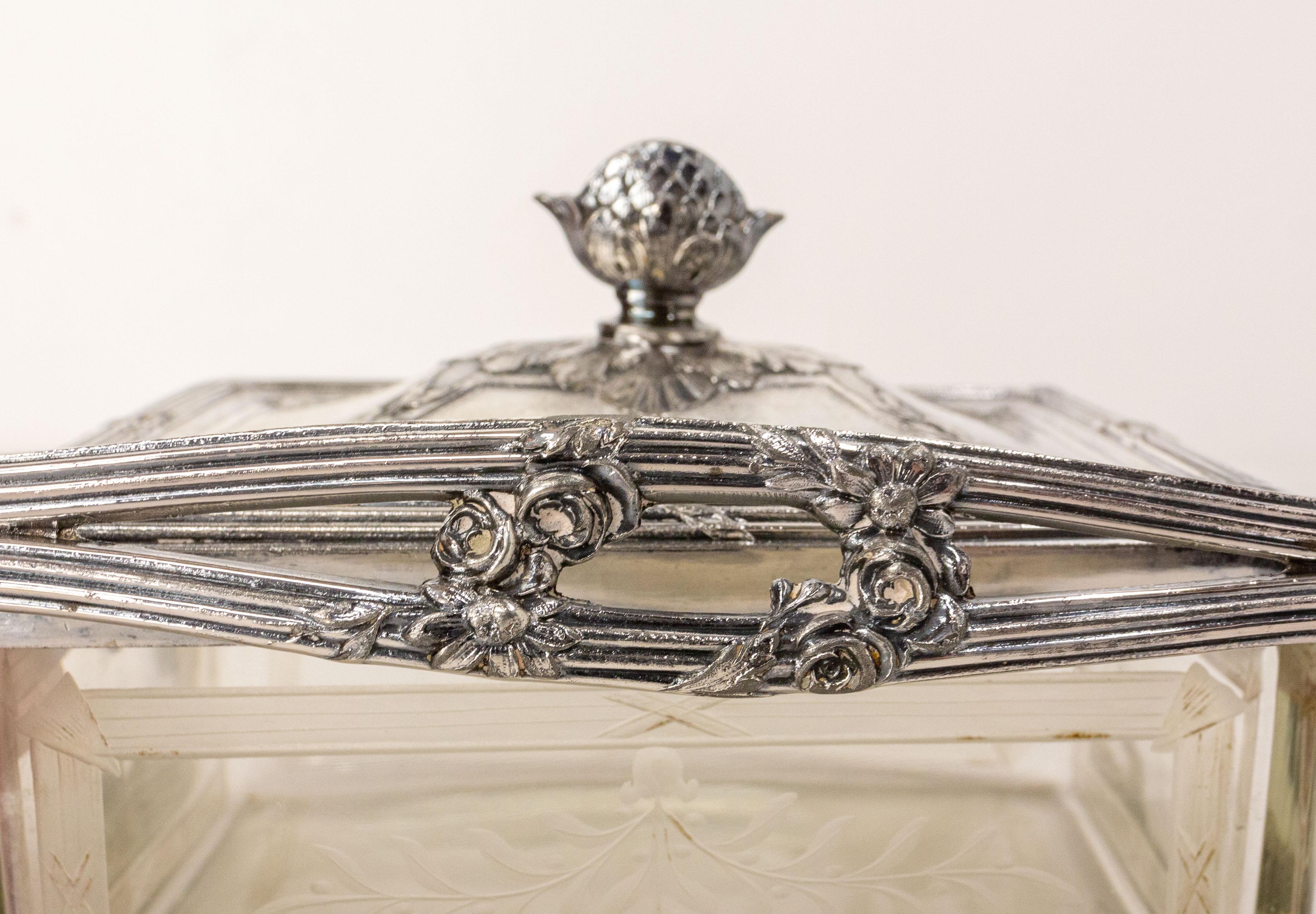 Late 19th Century Elegant Glass and Metal Box from the Napoleon III Period For Sale