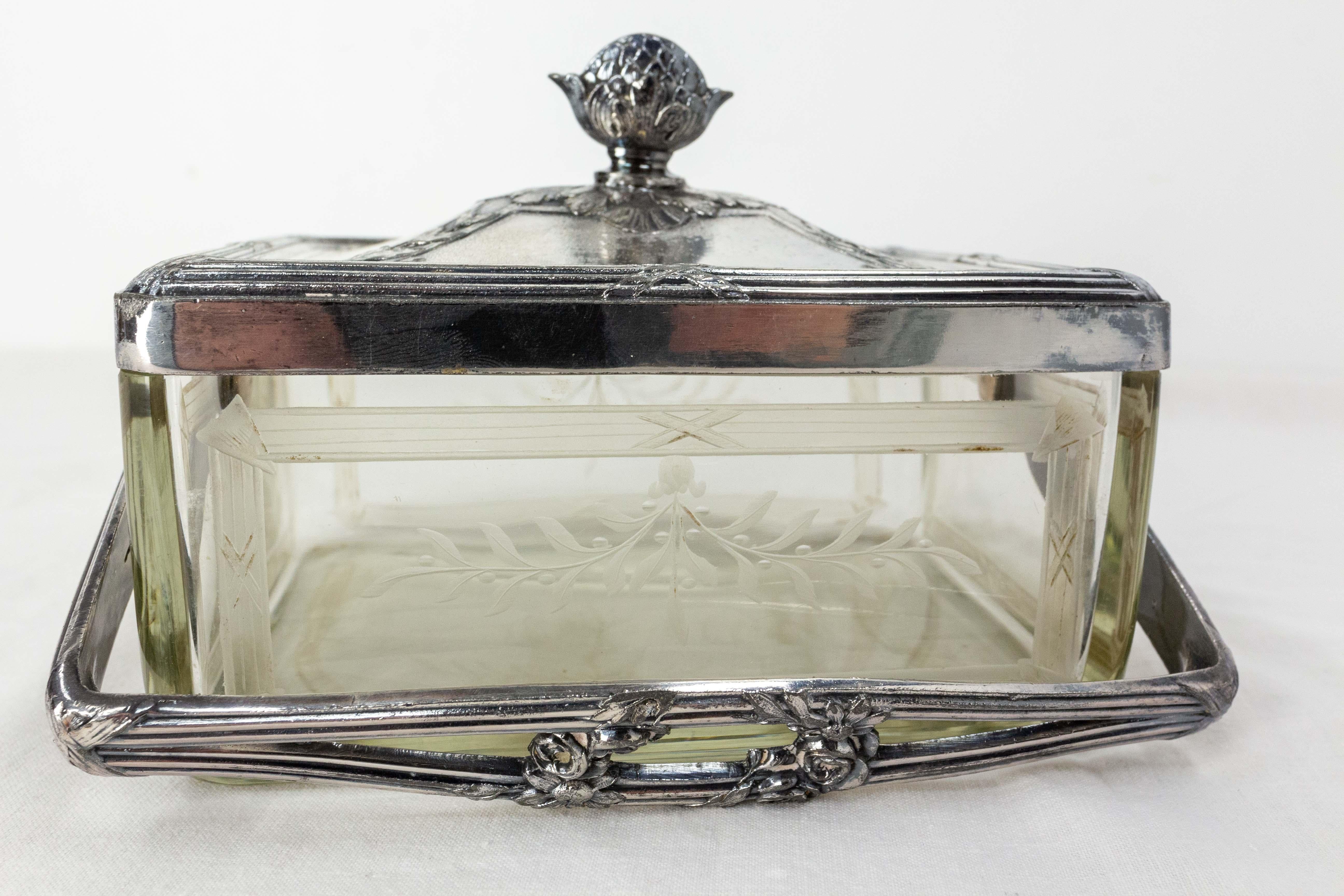 Elegant Glass and Metal Box from the Napoleon III Period For Sale 1
