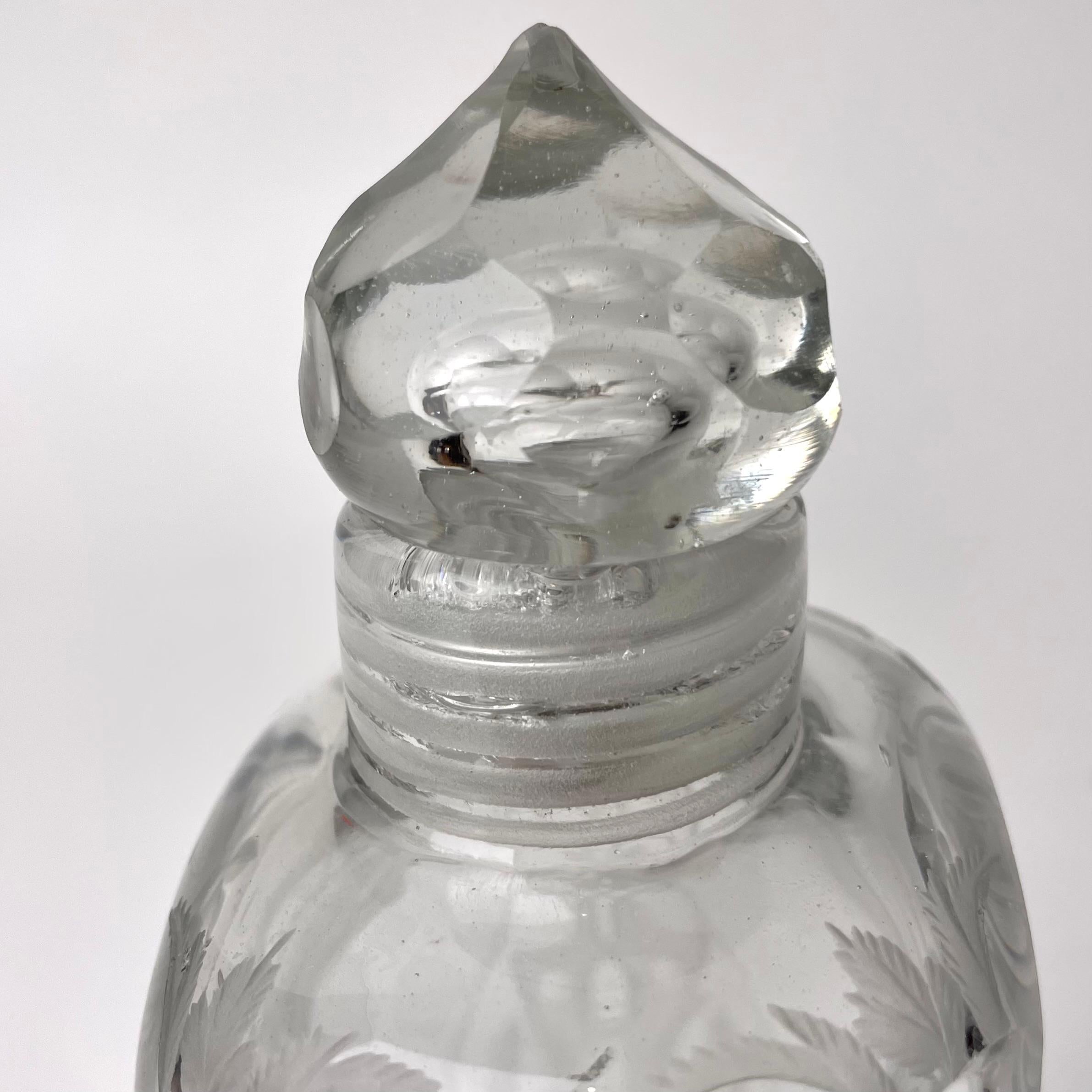 18th Century and Earlier Elegant Glass Bottle with glass screw cap probably from the 18th Century For Sale