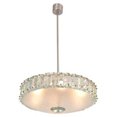 Elegant Glass Chandelier in Style of Fontana Arte, circa 1960