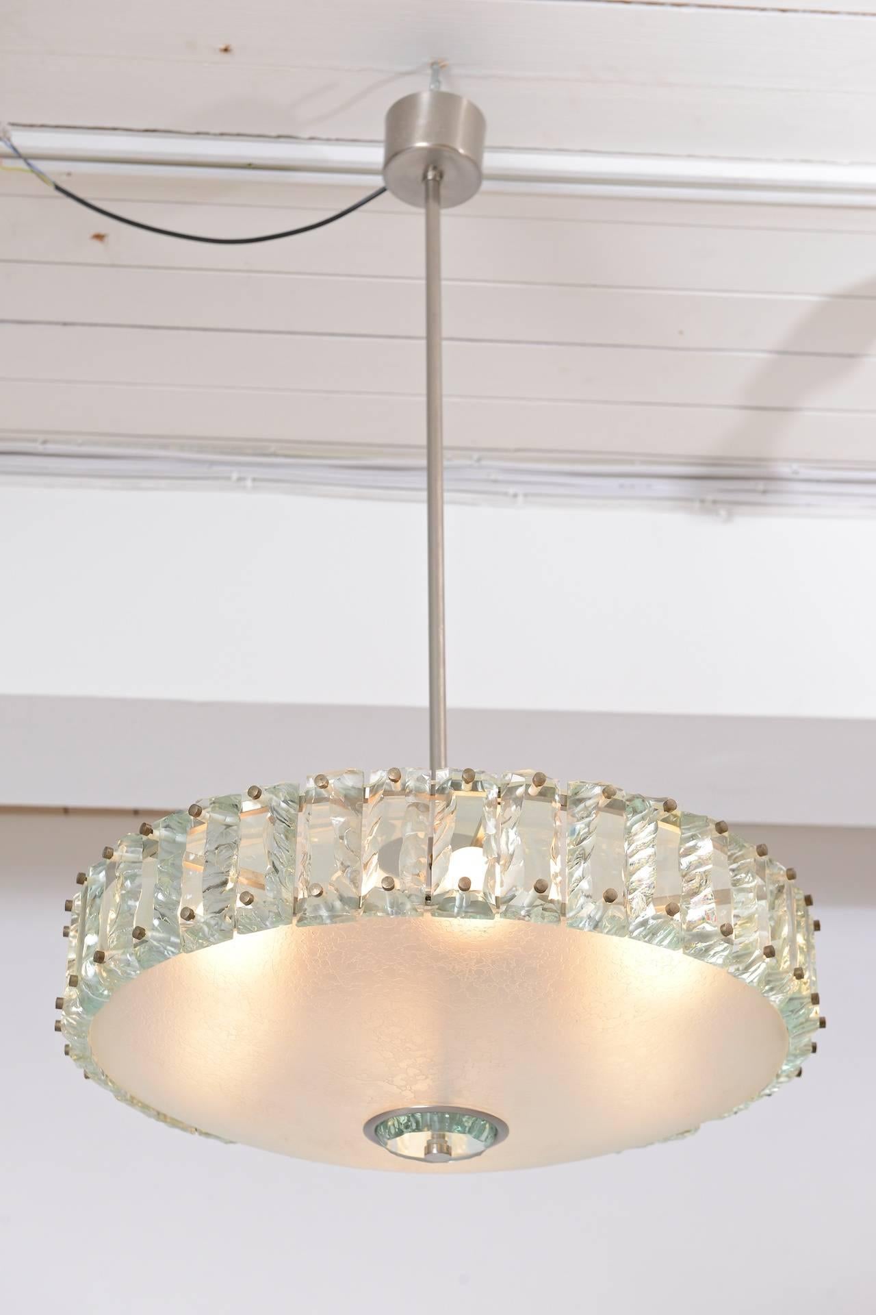 Elegant Glass Chandelier in Style of Fontana Arte 3