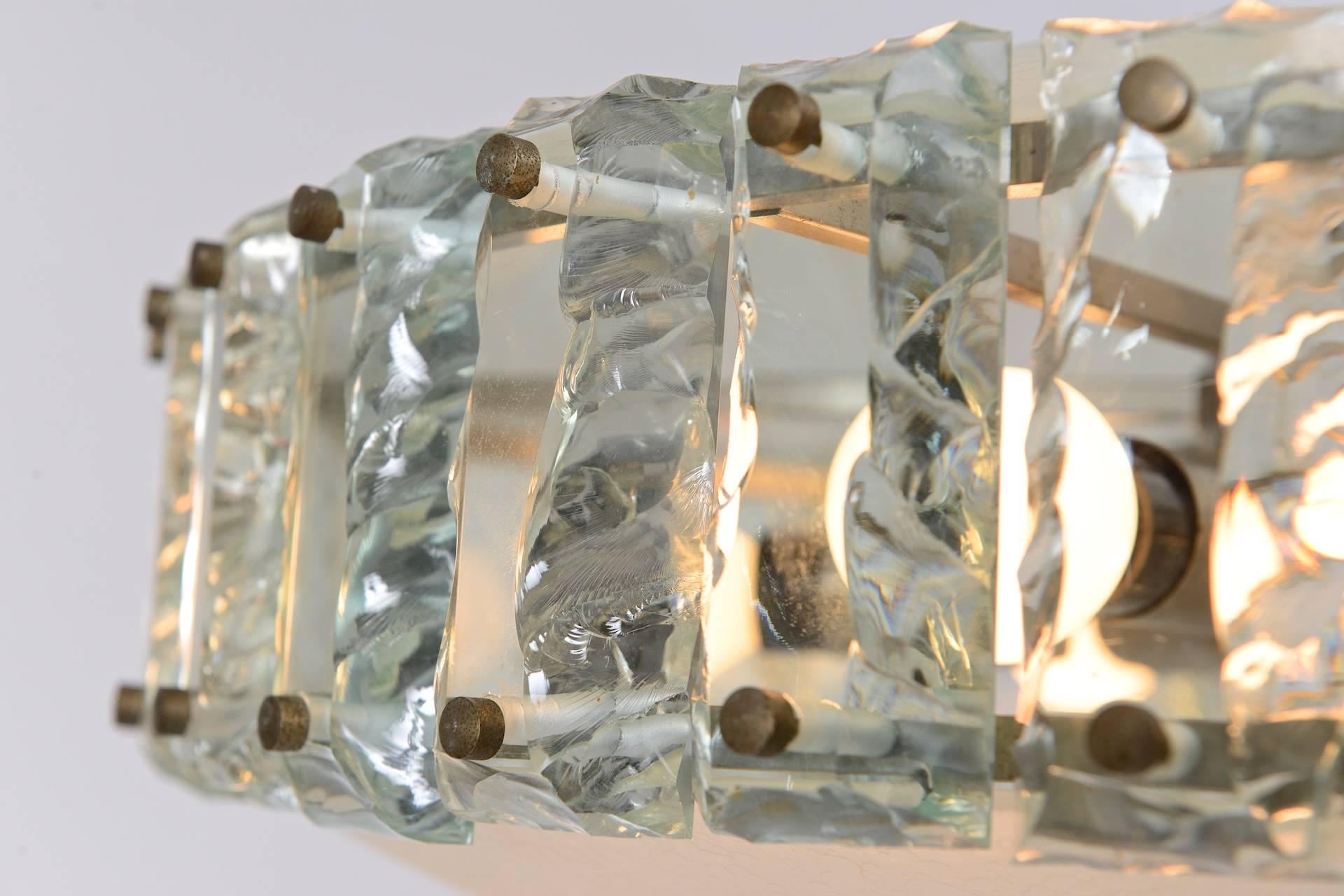 Elegant Glass Chandelier in Style of Fontana Arte 1