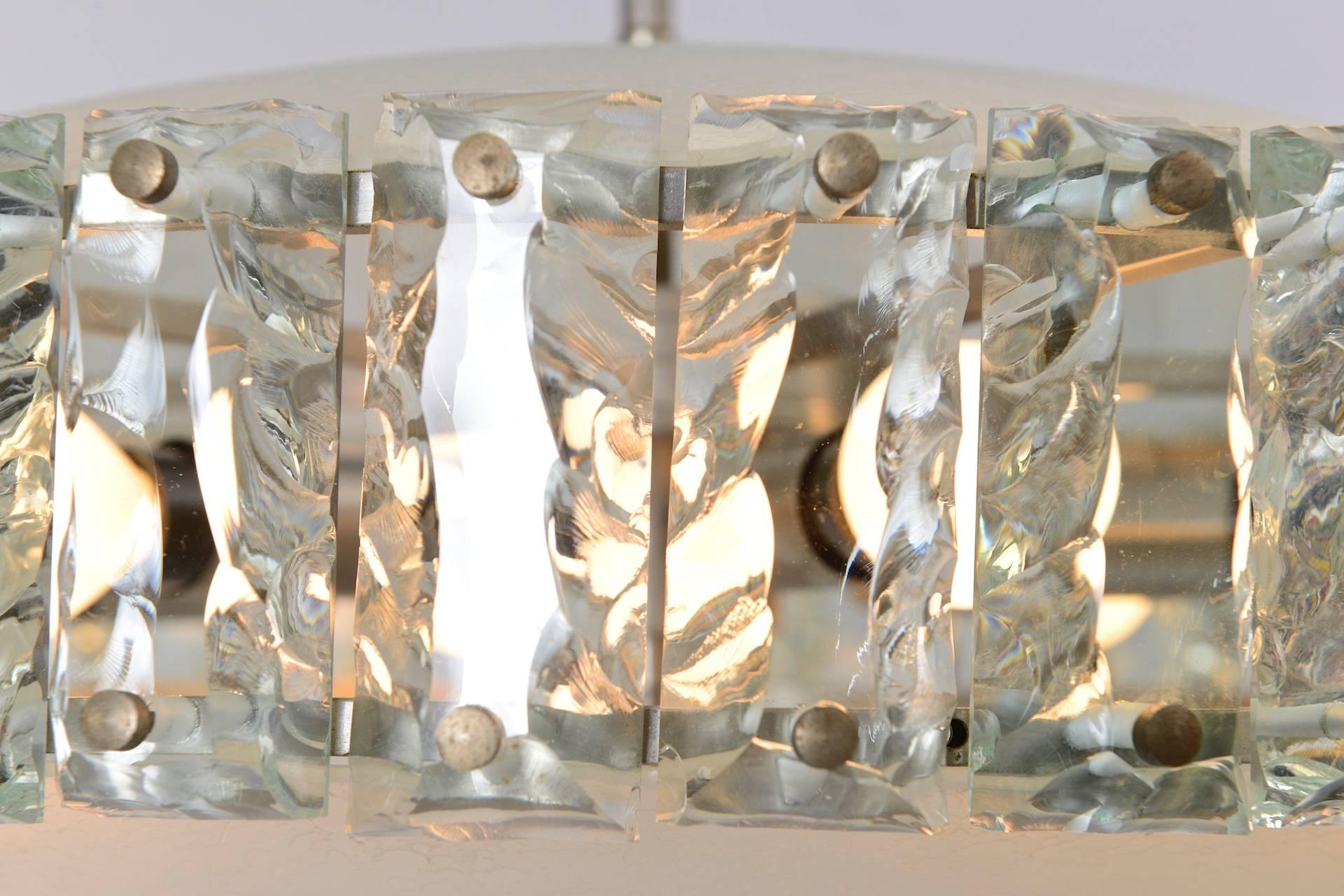 Elegant Glass Chandelier in Style of Fontana Arte 2